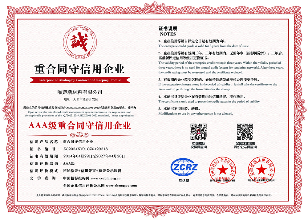 AAA级重合同守信用企业